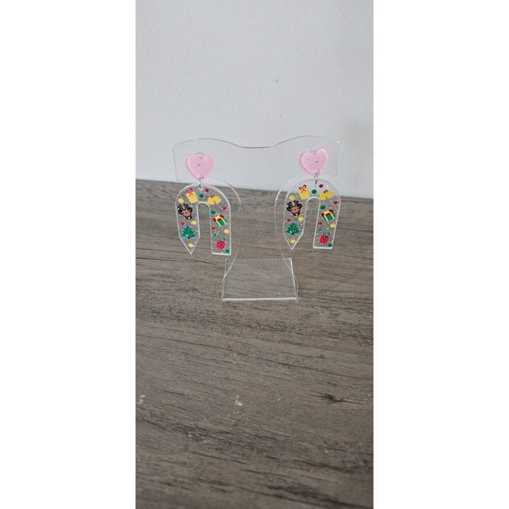 Christmas Pencil Shaped Acrylic Fashion Earrings